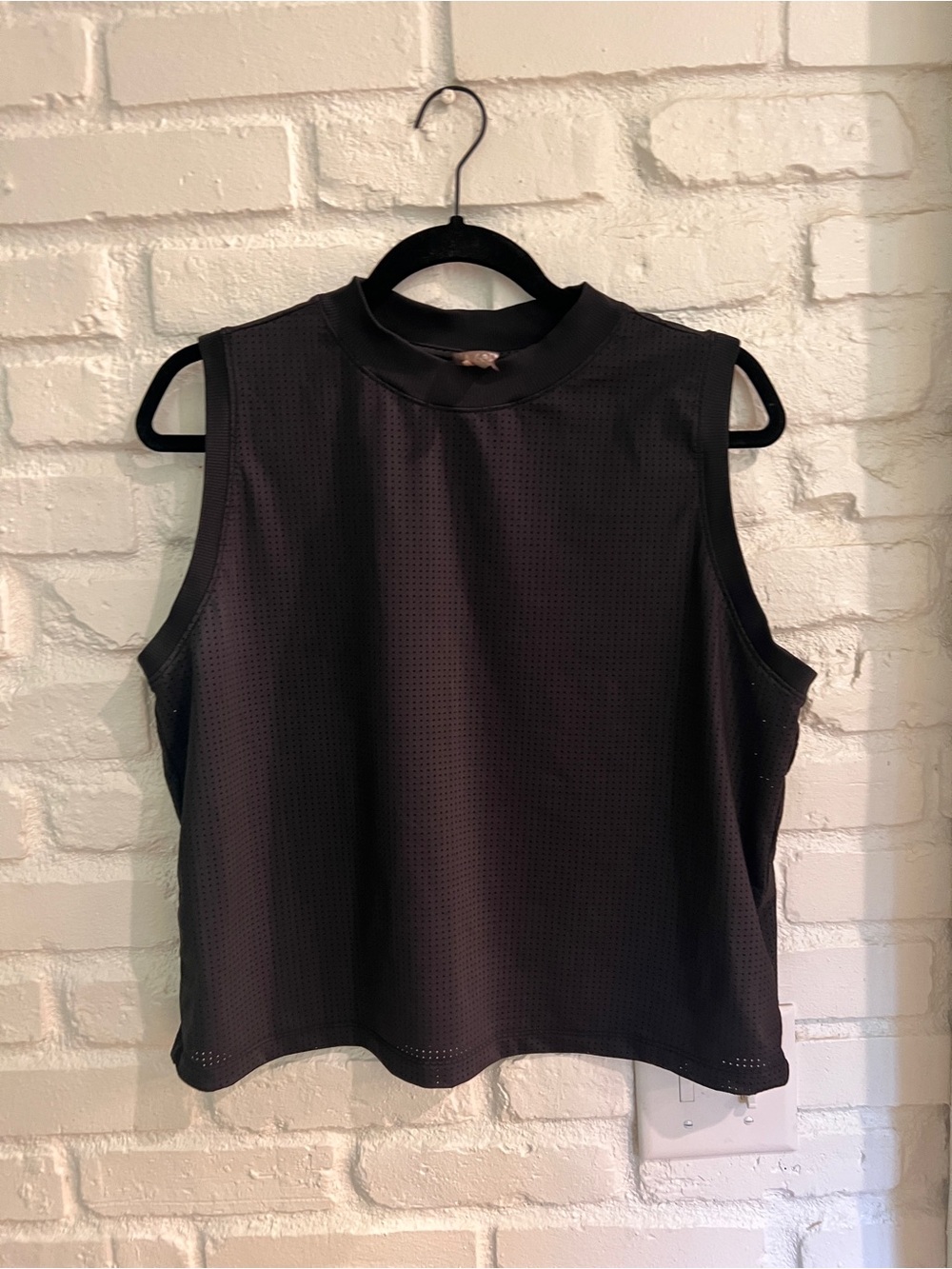 CALIA by Carrie Underwood Black Sleeveless Mesh Mock Neck Tank